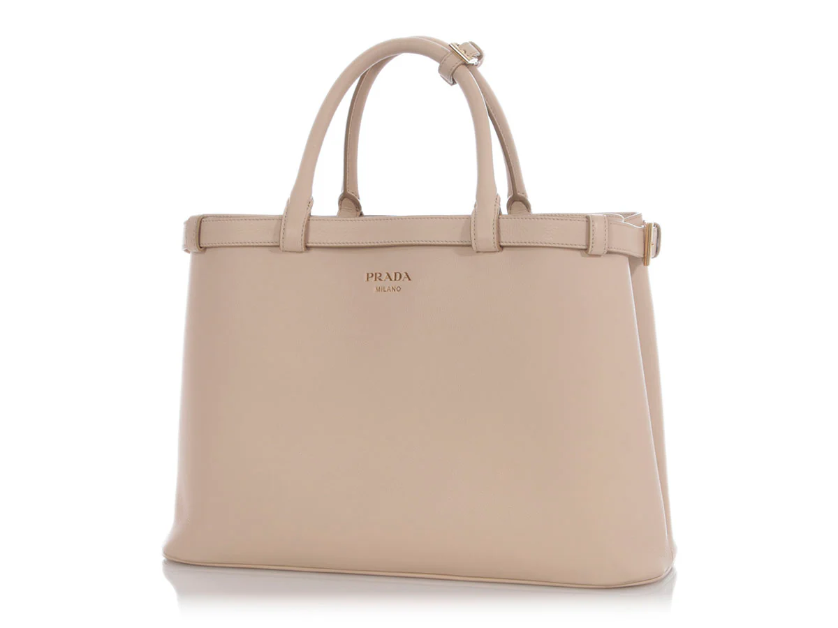 Prada Cream Double Belt Tote - Image 2