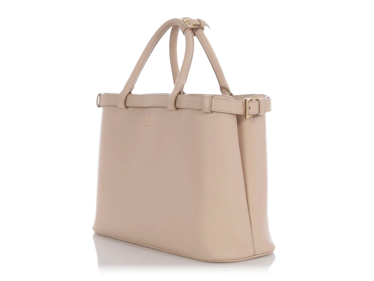 Prada Cream Double Belt Tote - Image 3