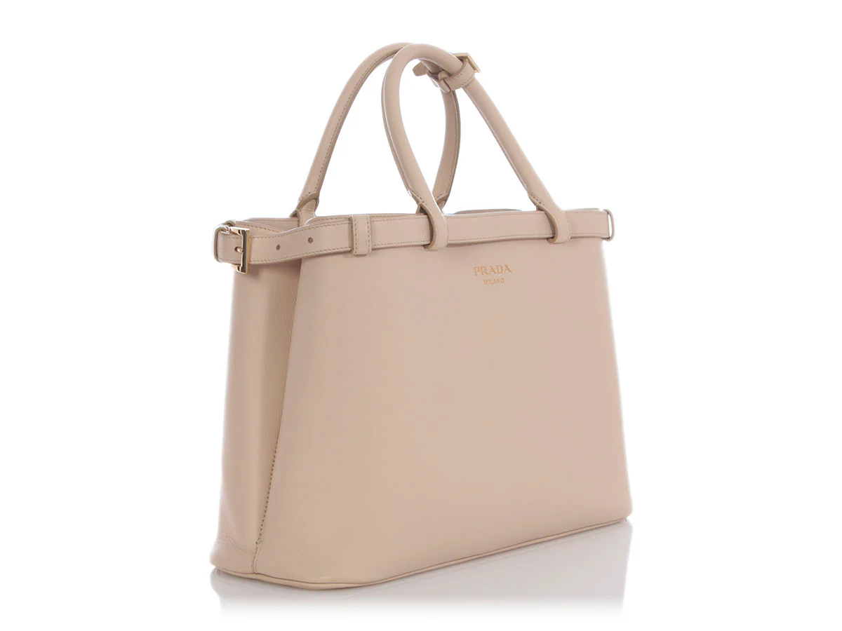 Prada Cream Double Belt Tote - Image 5