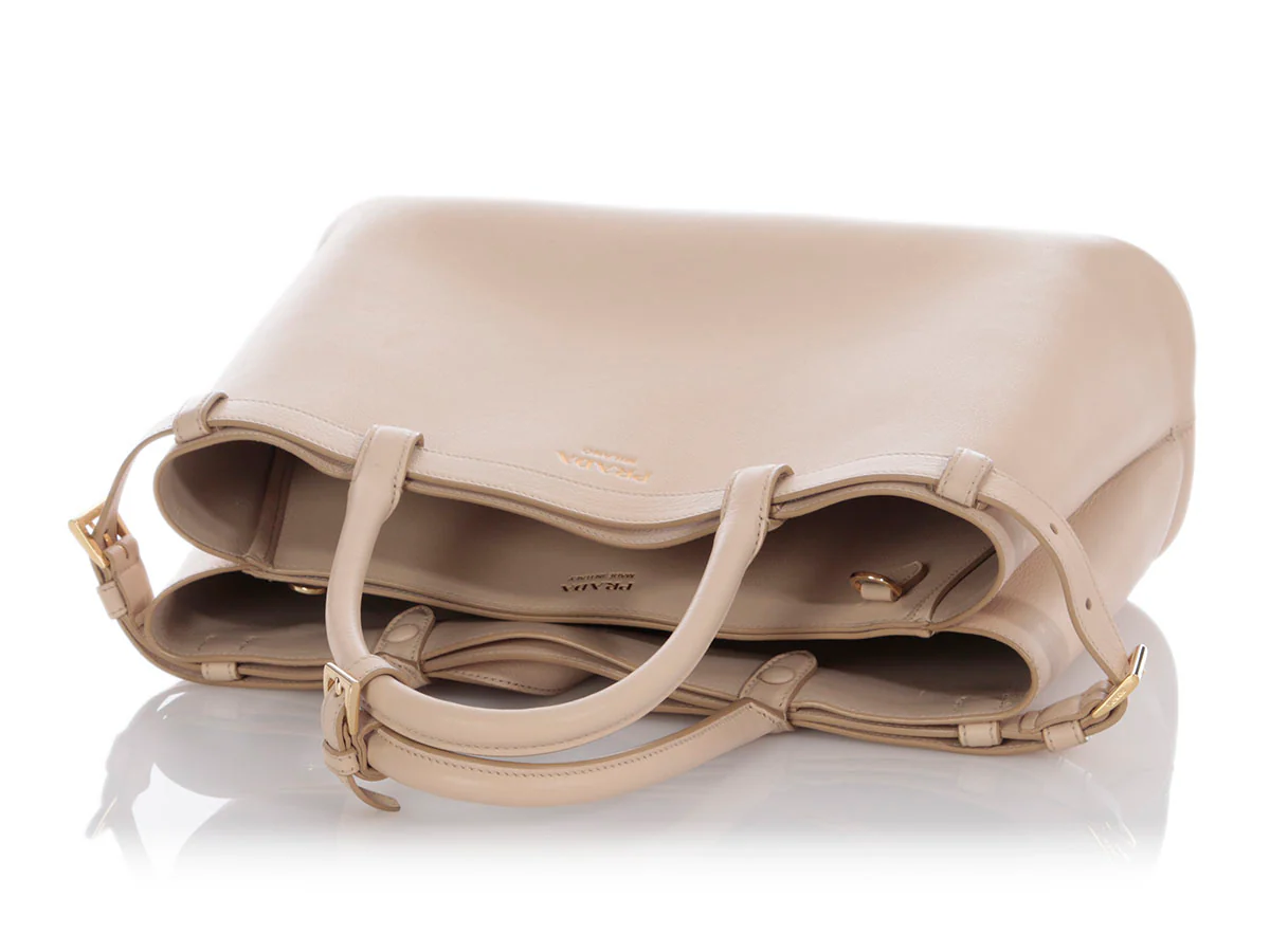 Prada Cream Double Belt Tote - Image 7