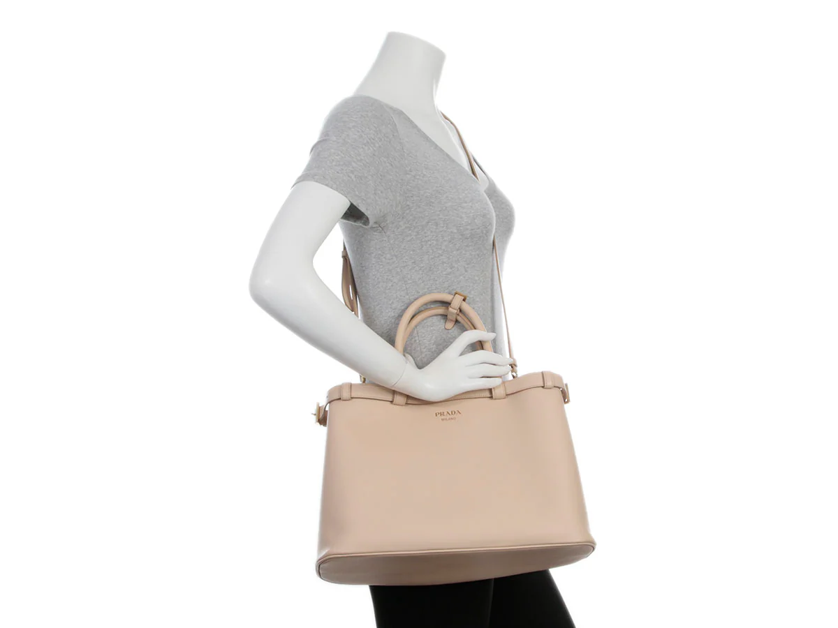 Prada Cream Double Belt Tote - Image 9