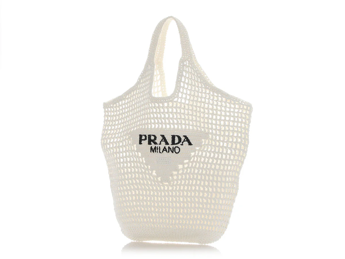 Prada white woven raffia tote - Image 2