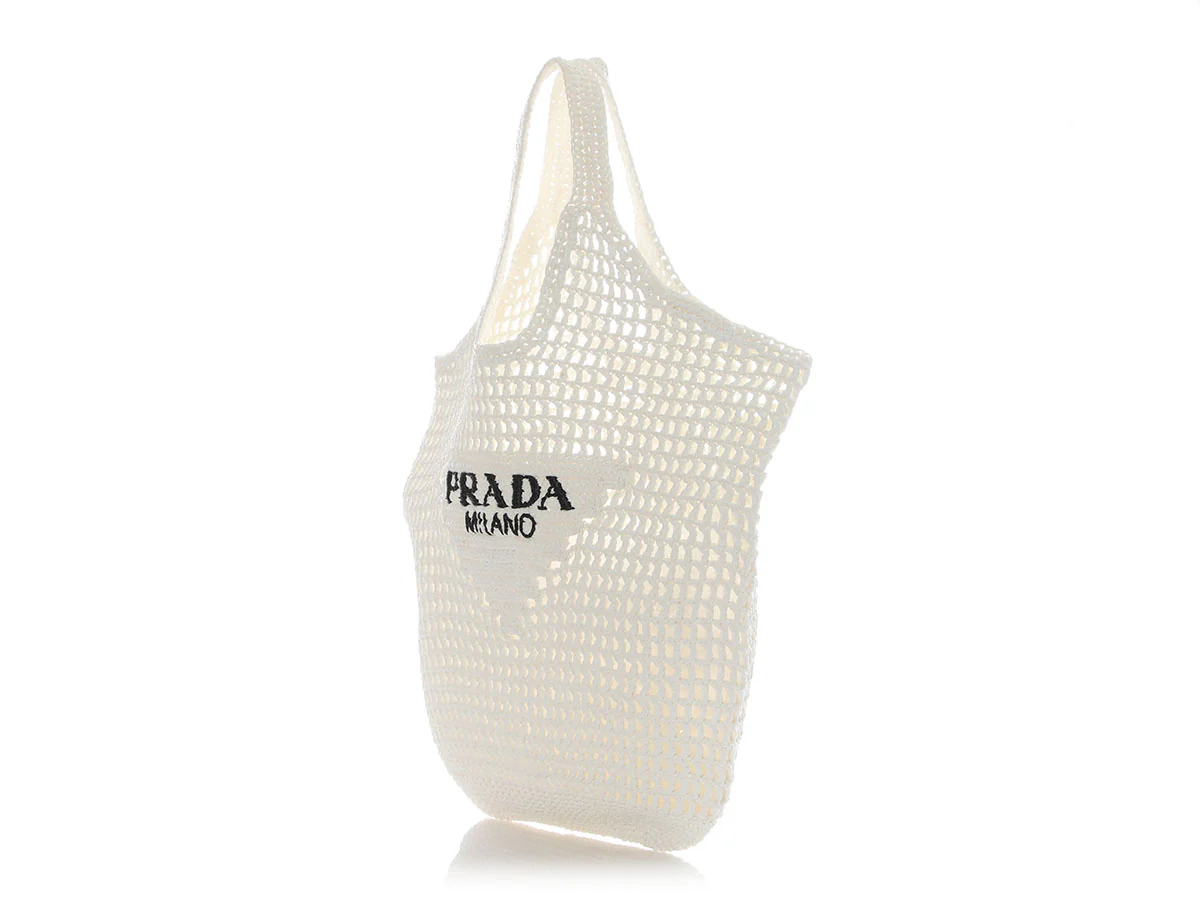 Prada white woven raffia tote - Image 3