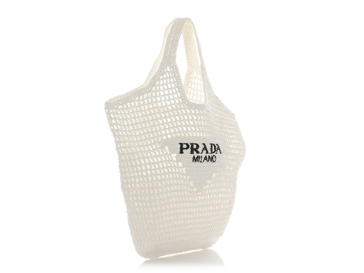 Prada white woven raffia tote - Image 5