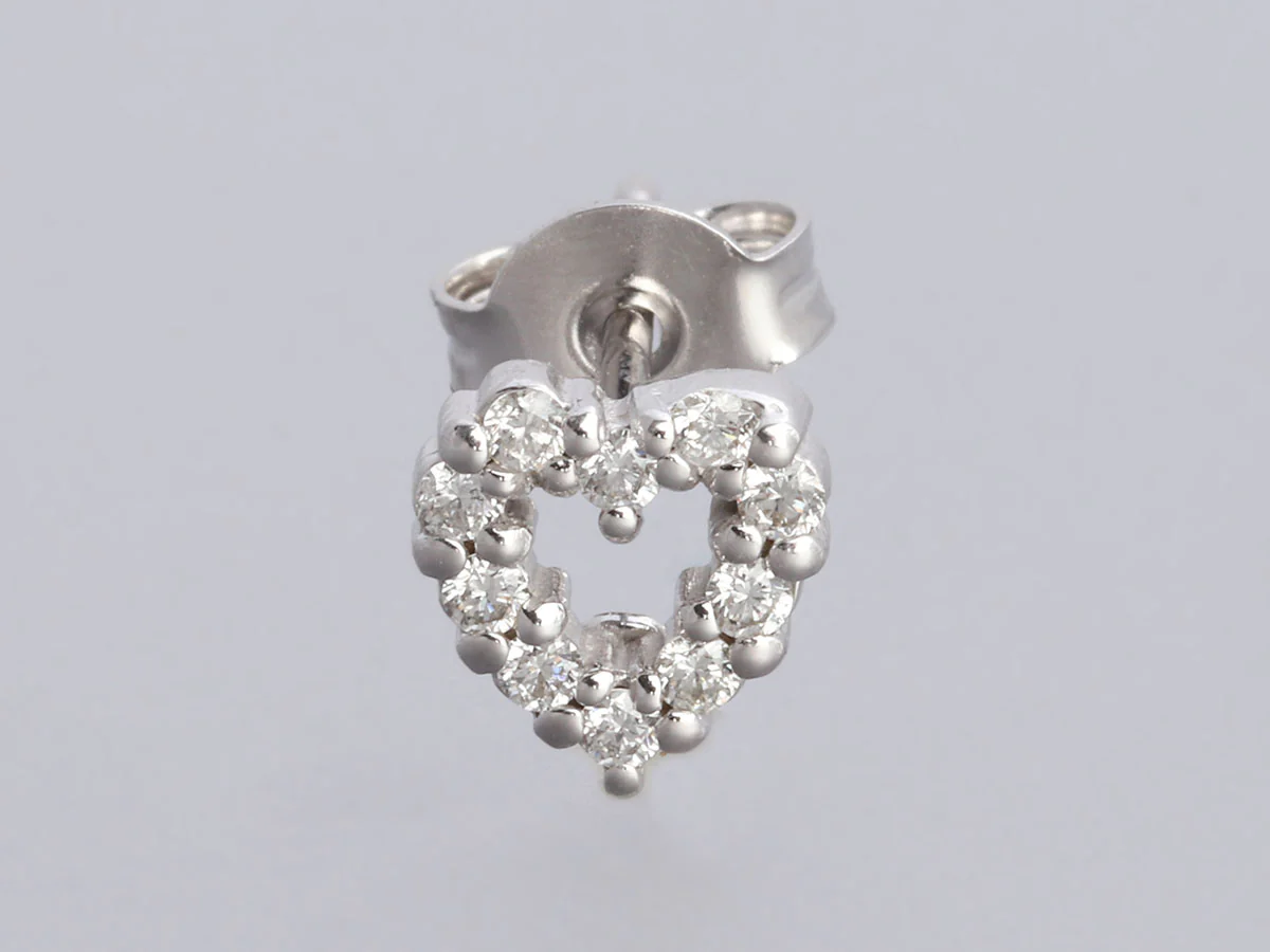 Roberto Coin 18K White Gold Diamond Tiny Treasures Heart Pierced Earrings - Image 2