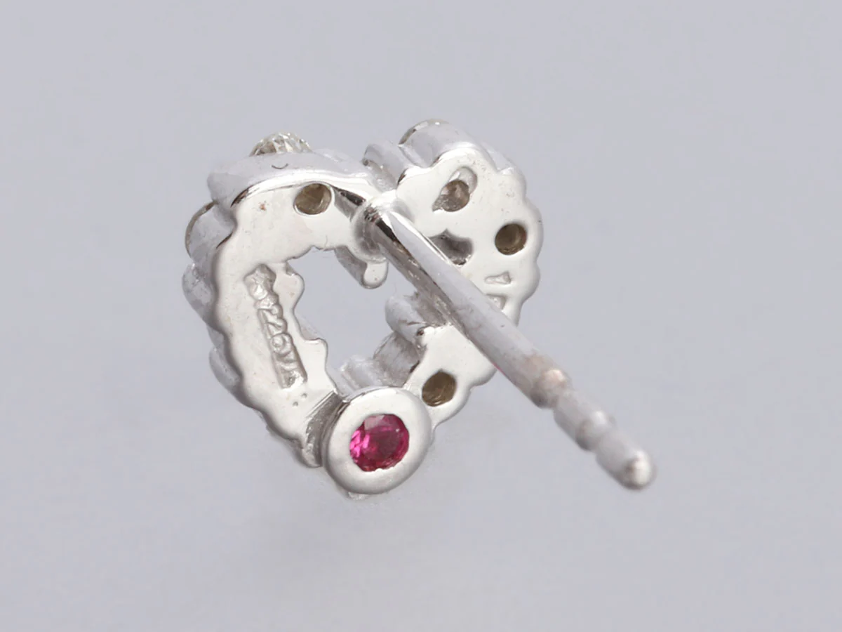 Roberto Coin 18K White Gold Diamond Tiny Treasures Heart Pierced Earrings - Image 4