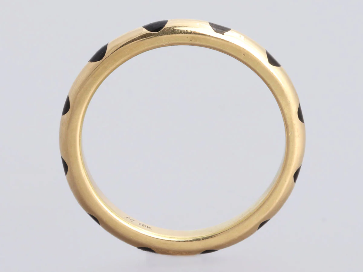 Marc Alary 18K Yellow Gold Black Enamel Polka Dot Band Ring - Image 4