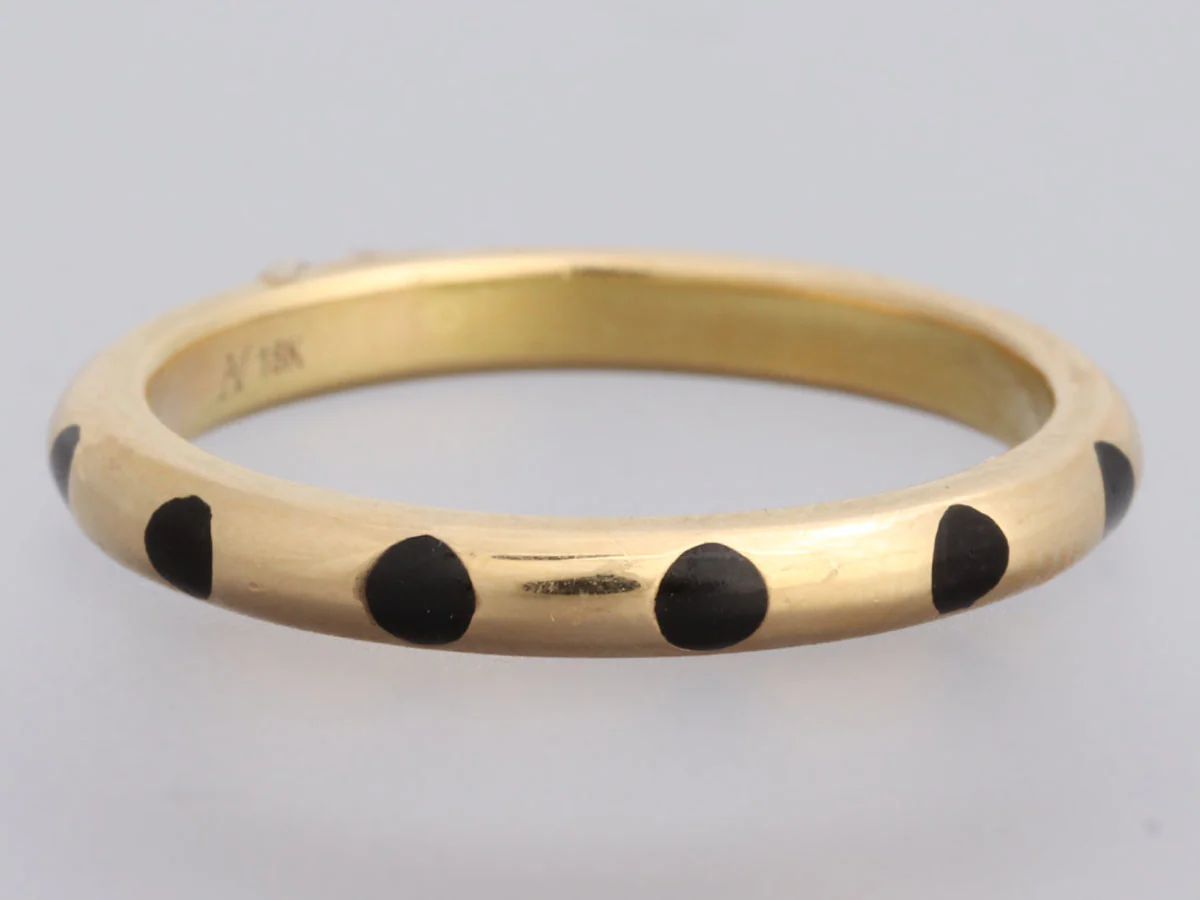 Marc Alary 18K Yellow Gold Black Enamel Polka Dot Band Ring - Image 5