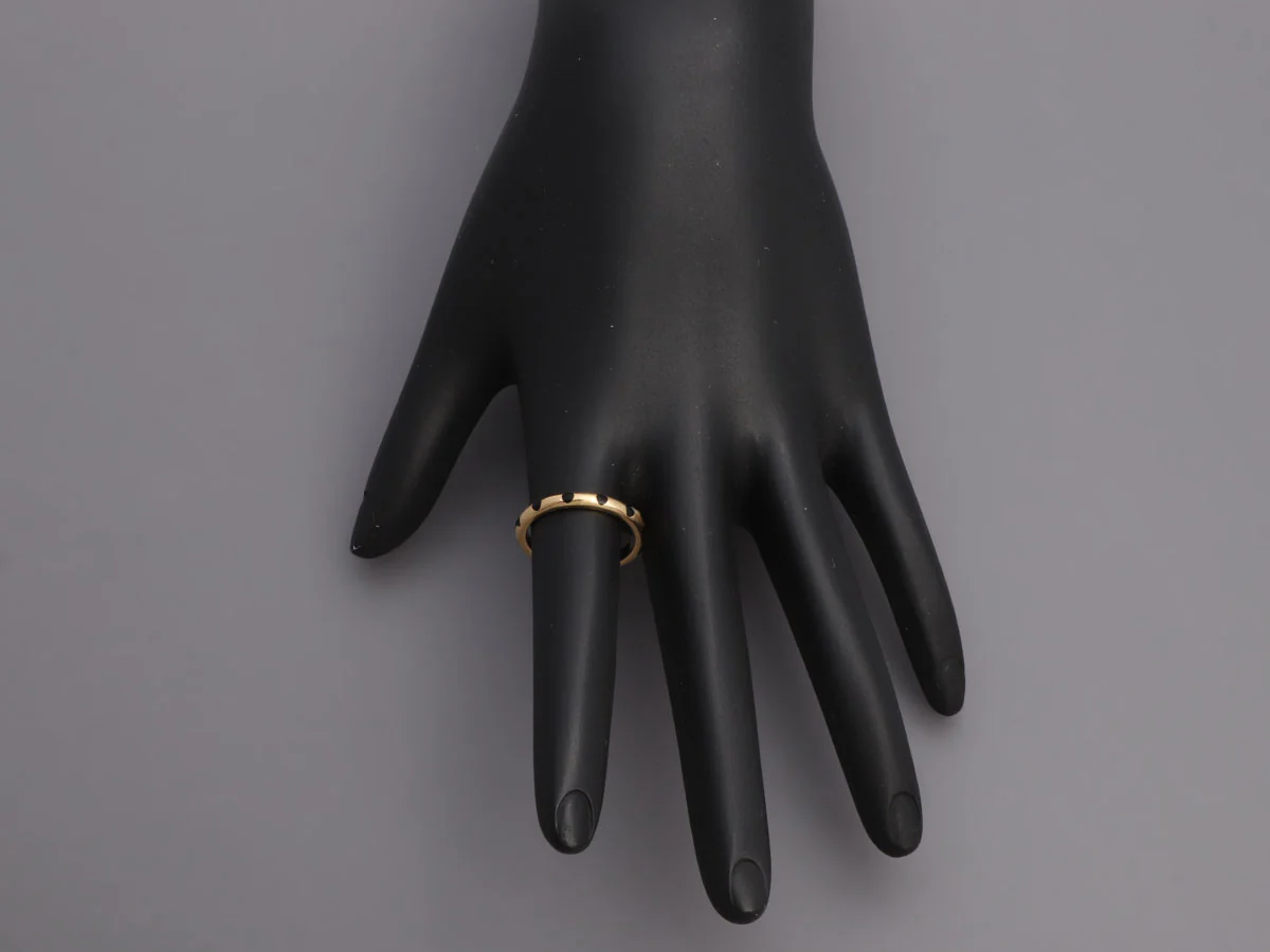 Marc Alary 18K Yellow Gold Black Enamel Polka Dot Band Ring - Image 6