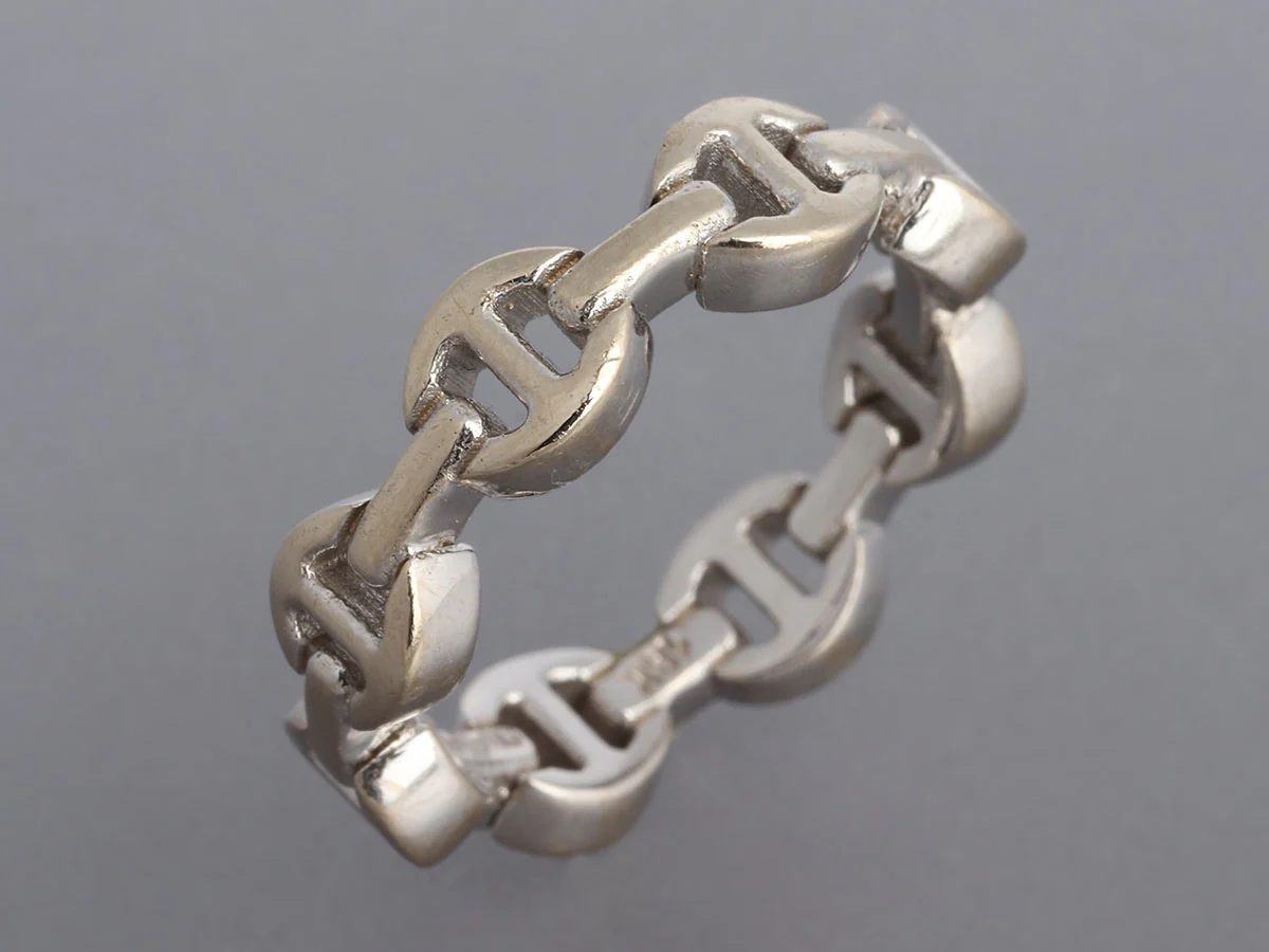 Hoorsenbuhs 18K White Gold Dame Tri Link Band Ring - Image 2