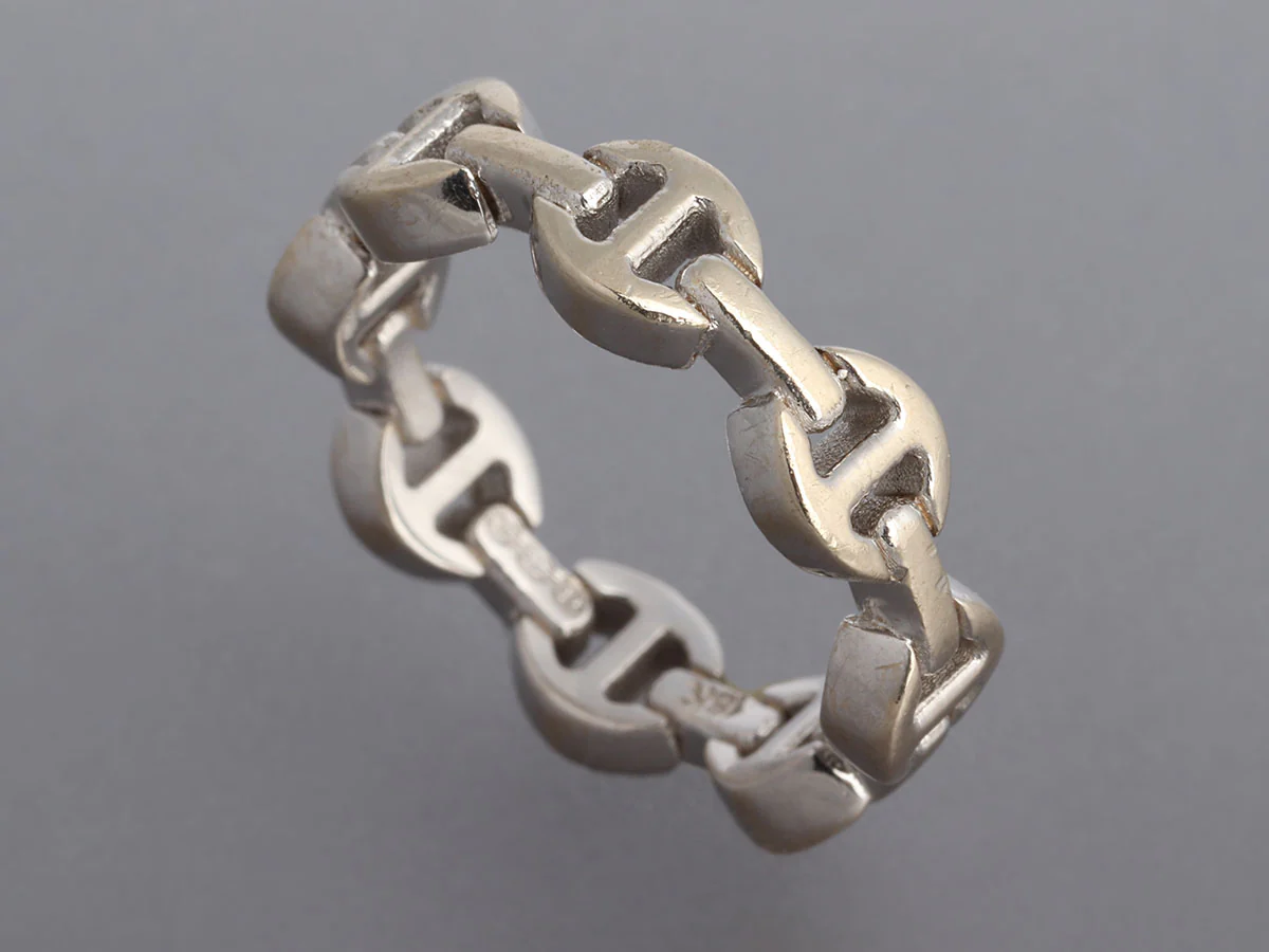 Hoorsenbuhs 18K White Gold Dame Tri Link Band Ring - Image 3