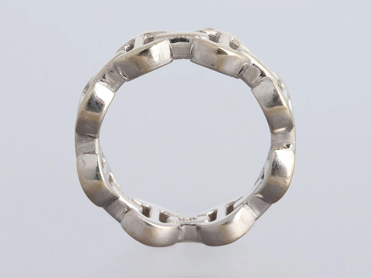 Hoorsenbuhs 18K White Gold Dame Tri Link Band Ring - Image 4