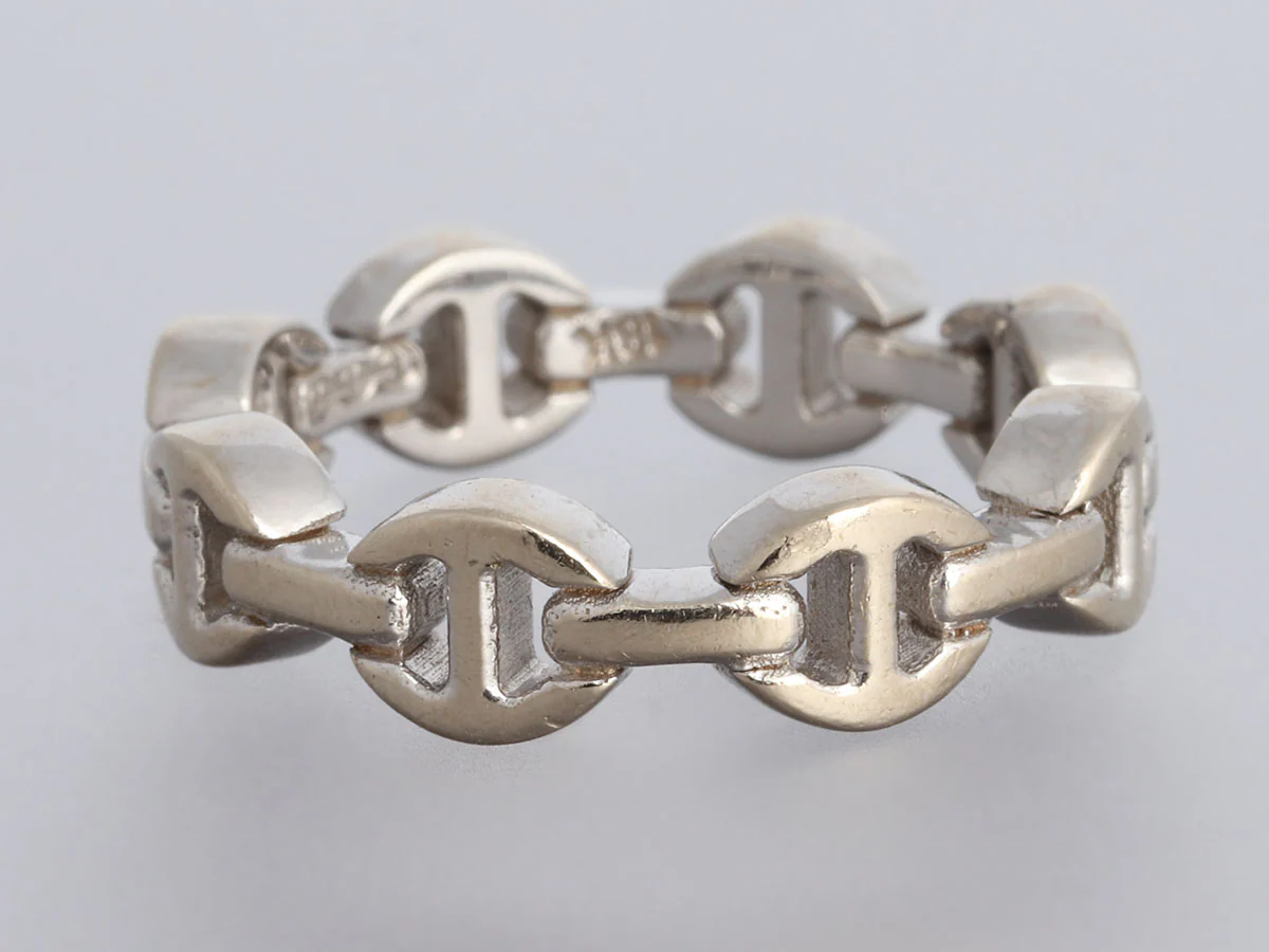 Hoorsenbuhs 18K White Gold Dame Tri Link Band Ring - Image 5