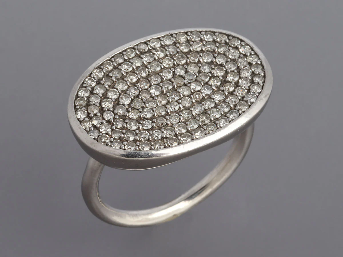 Sheryl Lowe Sterling Silver Oval Pavé Diamond Ring - Image 4