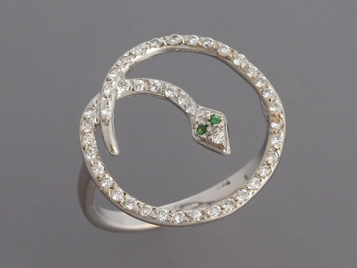 Ileana Makri 18K White Gold Diamond Lucky Snake Ring - Image 2