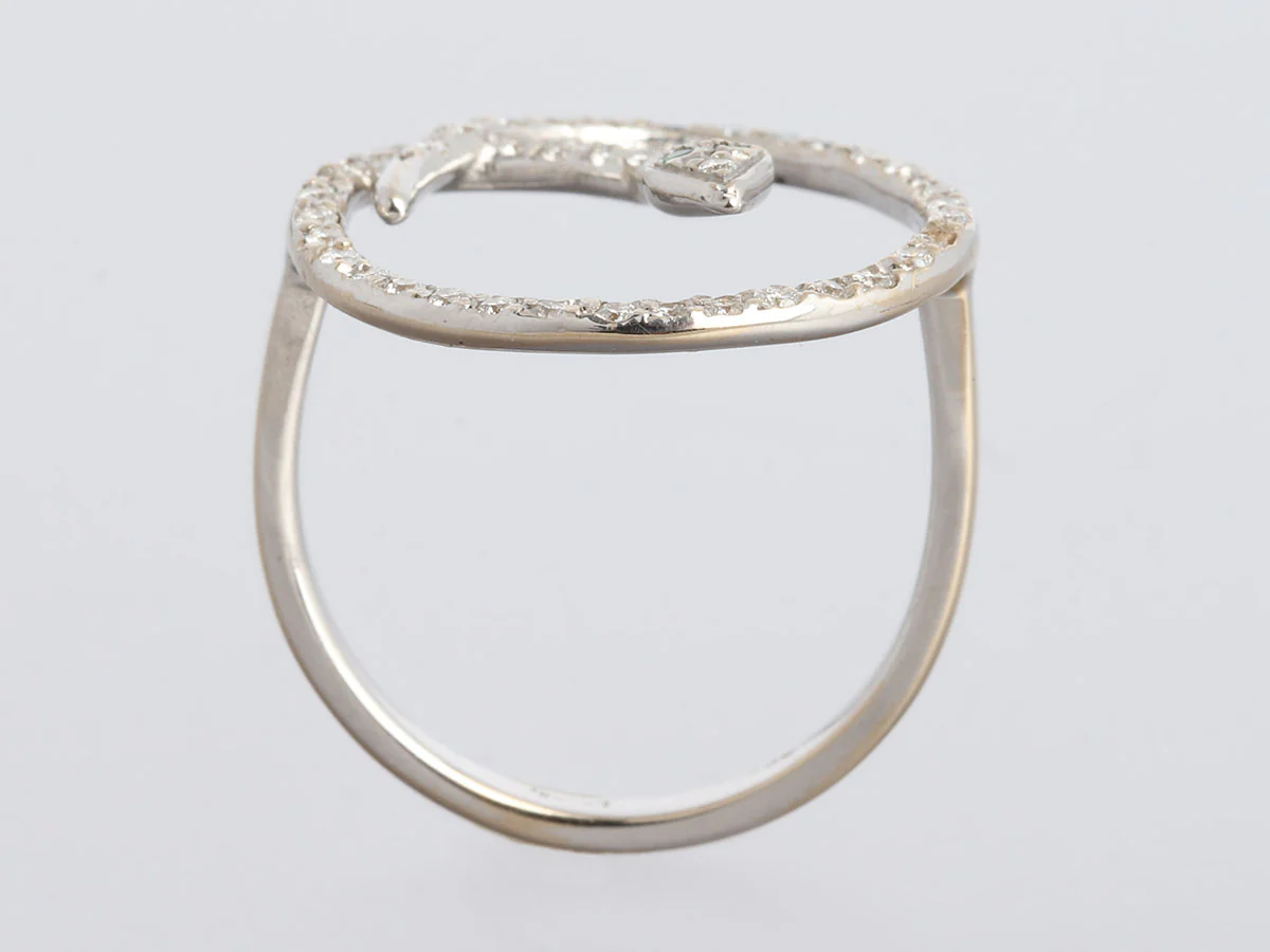 Ileana Makri 18K White Gold Diamond Lucky Snake Ring - Image 3