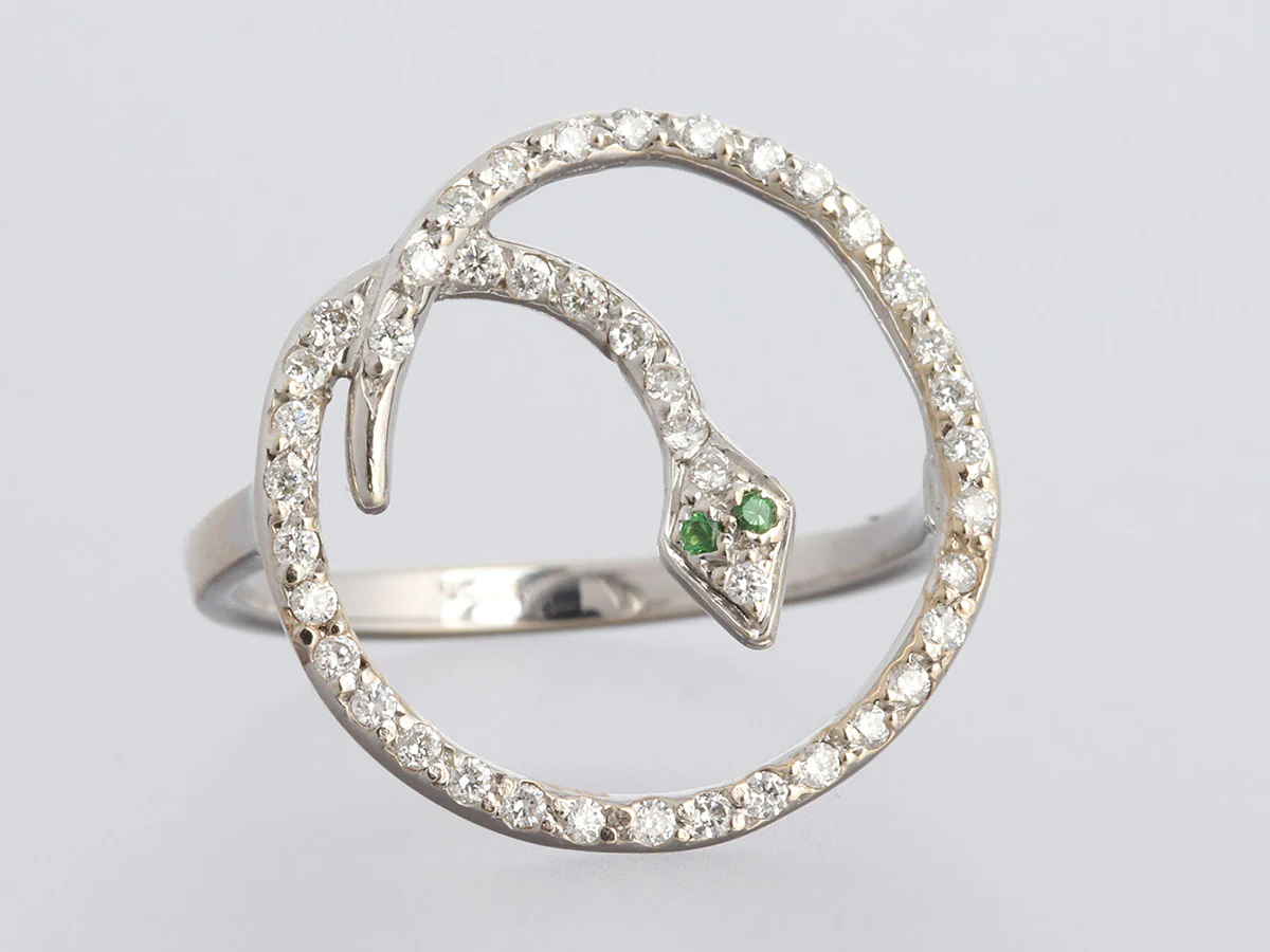 Ileana Makri 18K White Gold Diamond Lucky Snake Ring - Image 4