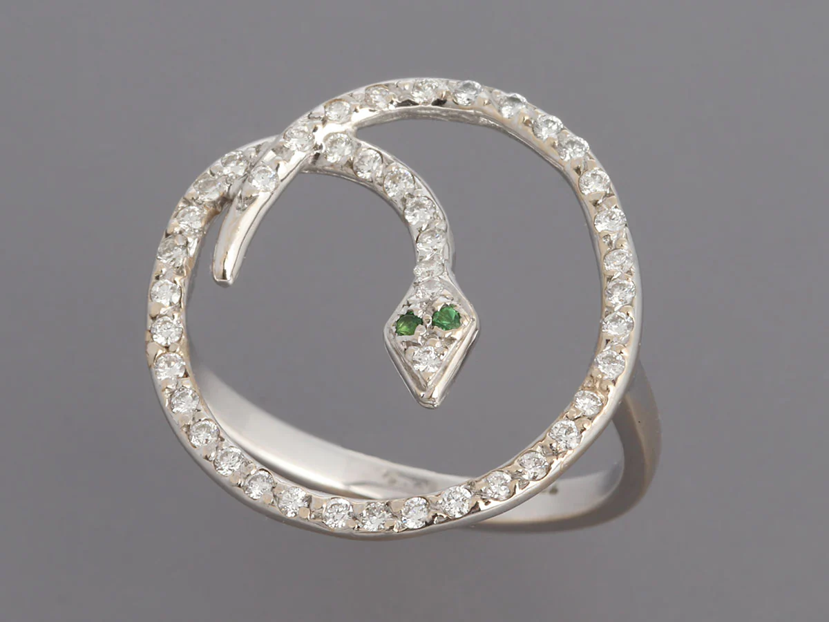 Ileana Makri 18K White Gold Diamond Lucky Snake Ring - Image 5