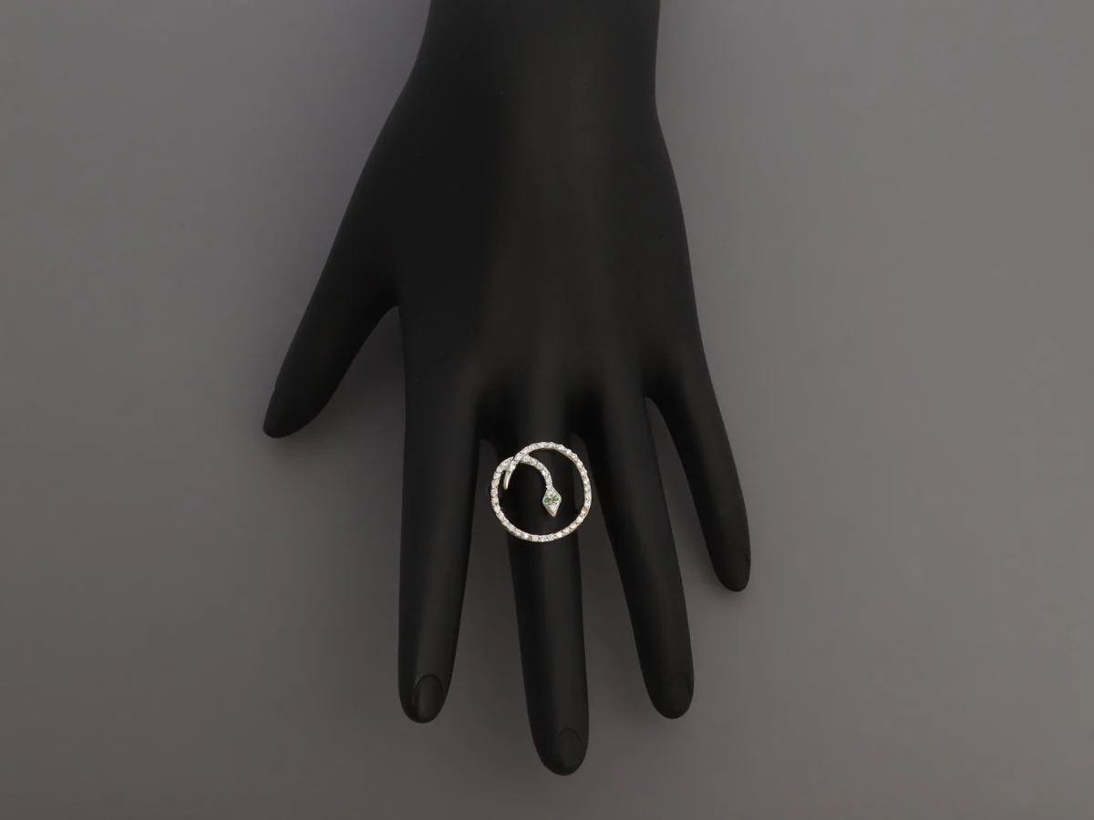 Ileana Makri 18K White Gold Diamond Lucky Snake Ring - Image 6