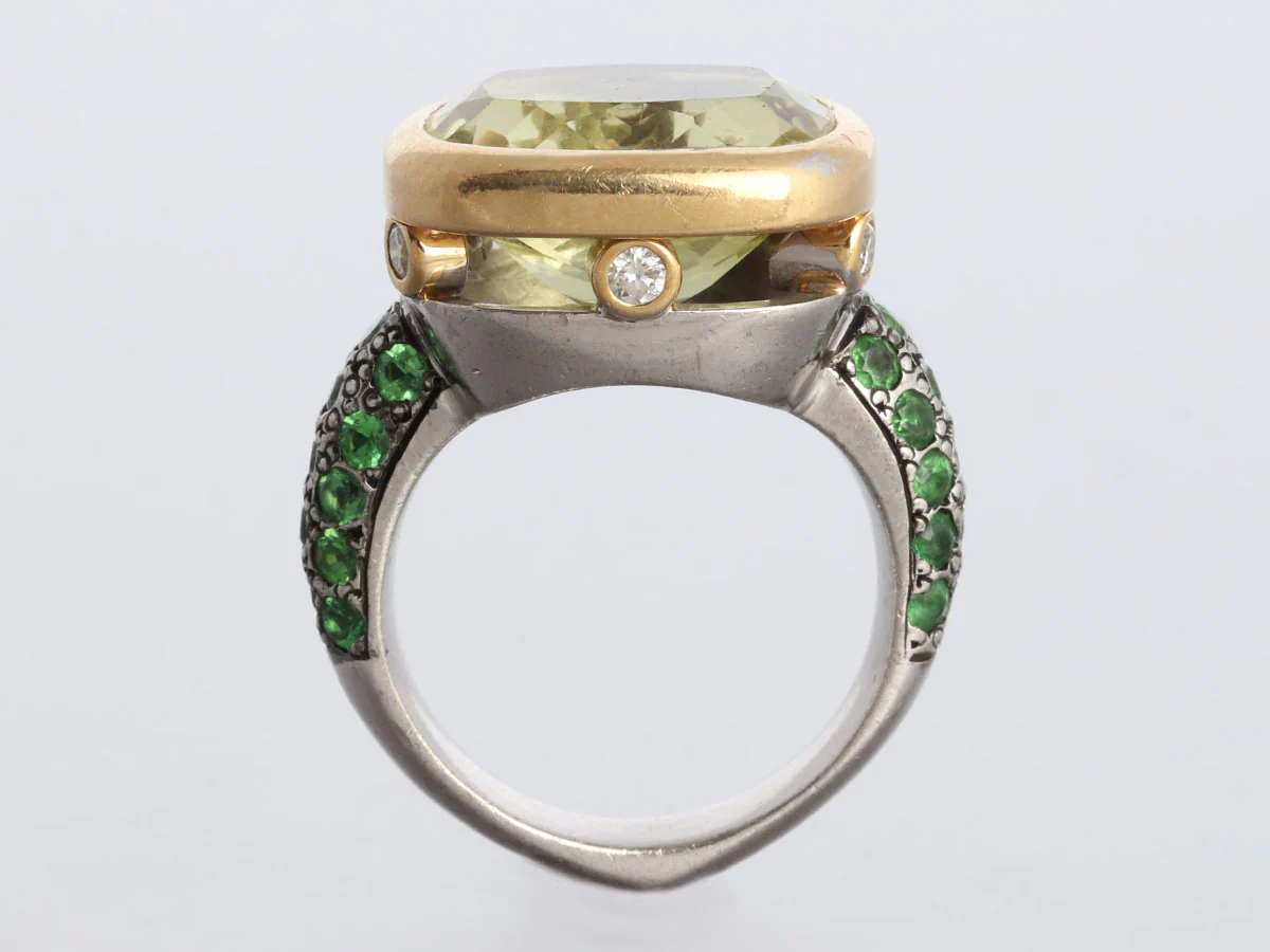 Michael Fletcher Two-Tone Citrine and Tsavorite Ring - Image 3