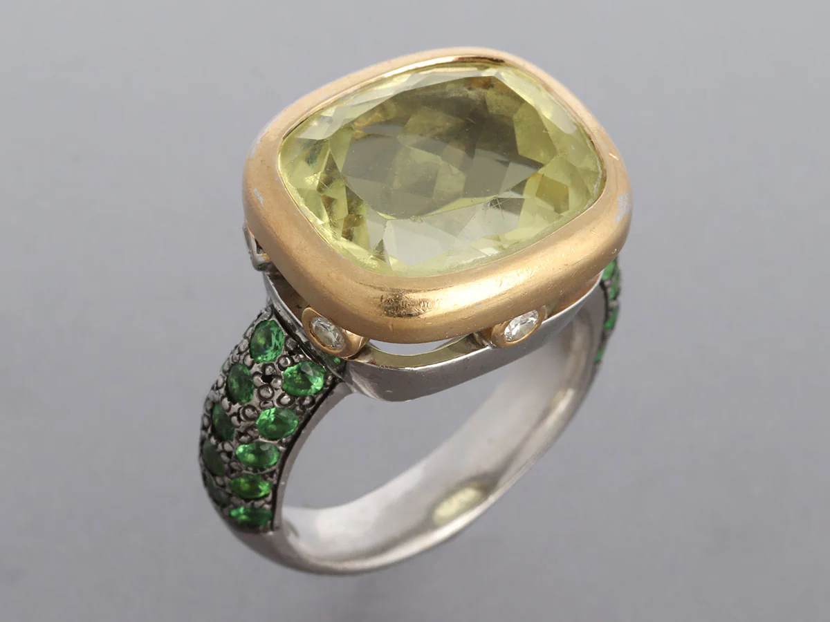 Michael Fletcher Two-Tone Citrine and Tsavorite Ring - Image 4