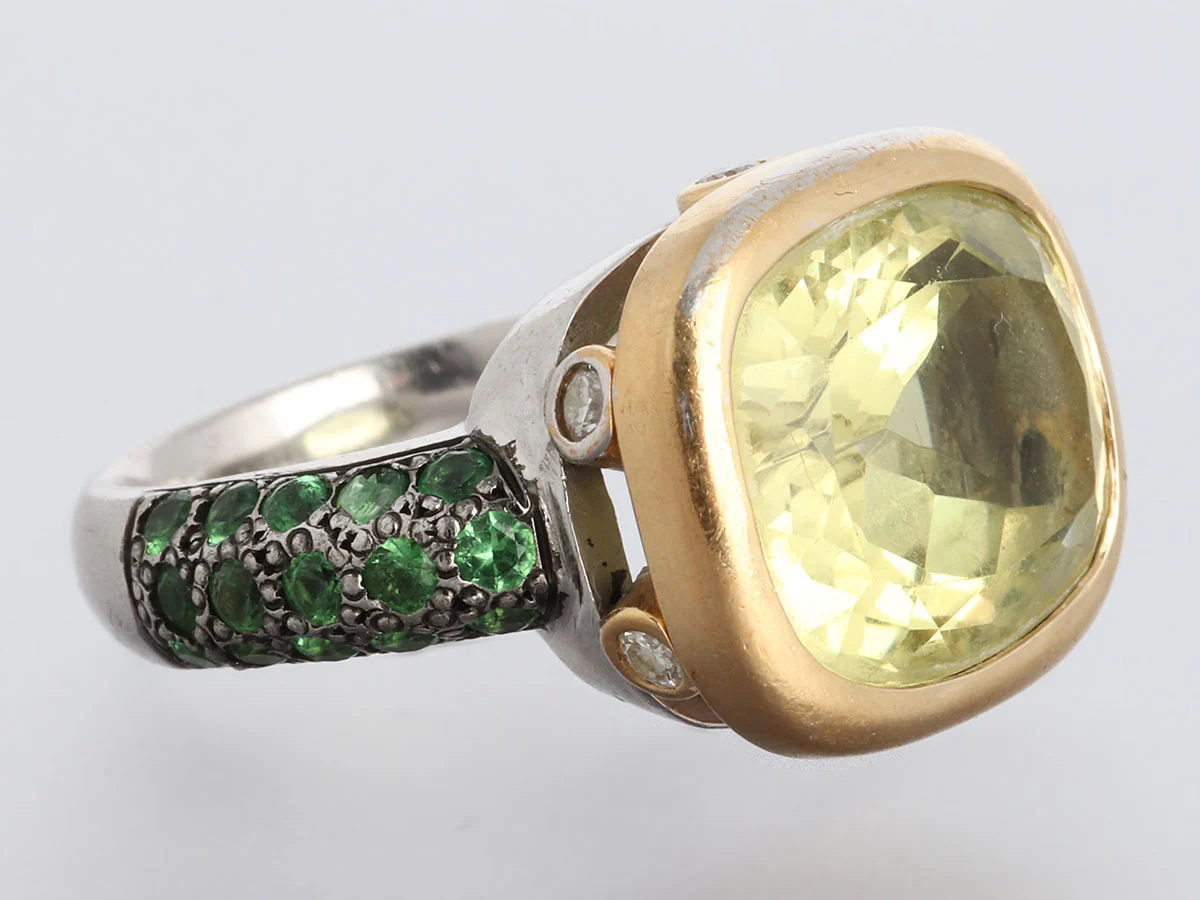 Michael Fletcher Two-Tone Citrine and Tsavorite Ring - Image 5