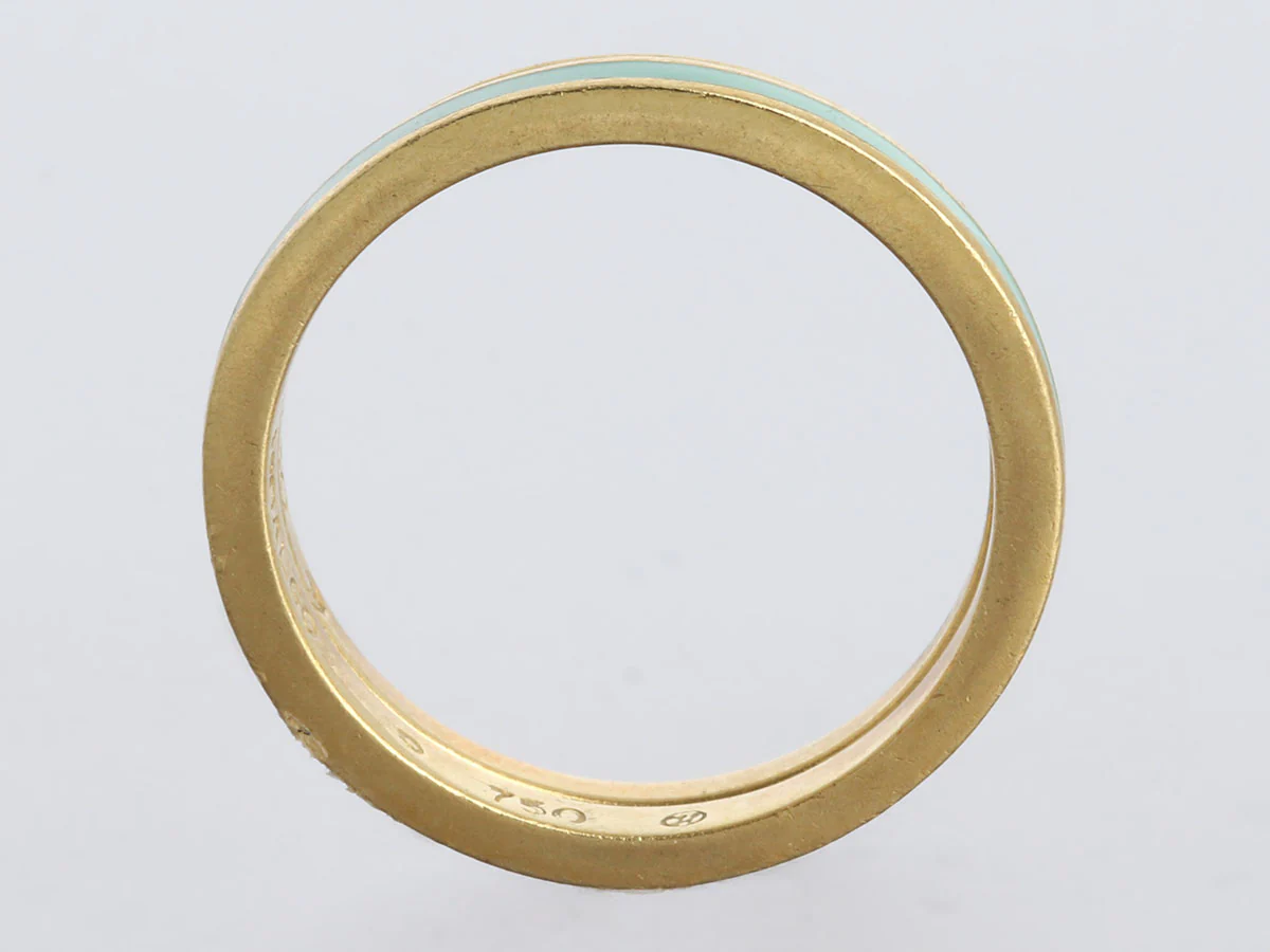 Hidalgo 18K Yellow Gold Turquoise and Yellow Enamel Ring Guard Set - Image 4
