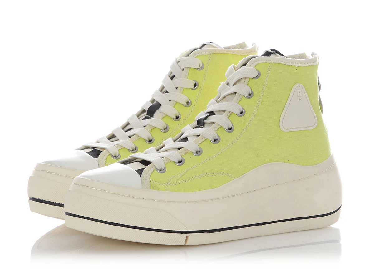 R13 Neon Yellow Kurt Platform Sneakers - Image 3