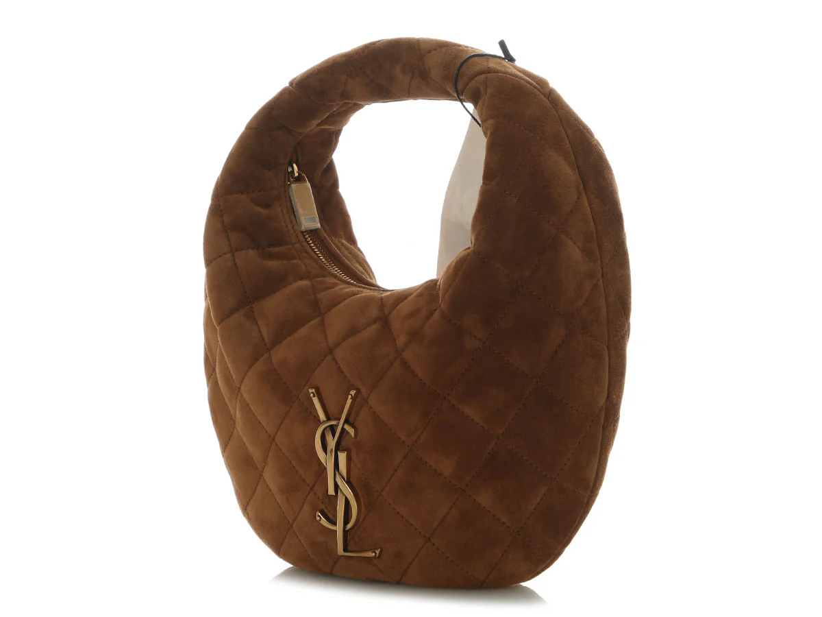 Saint Laurent Cognac Quilted Suede Icarino - Image 3