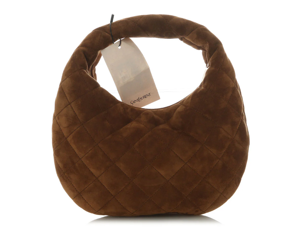 Saint Laurent Cognac Quilted Suede Icarino - Image 4