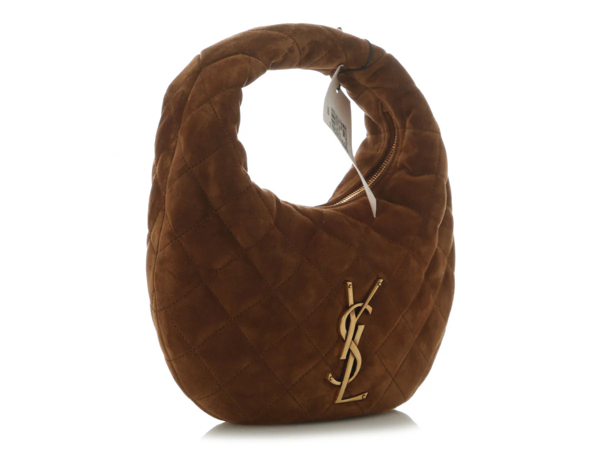 Saint Laurent Cognac Quilted Suede Icarino - Image 5