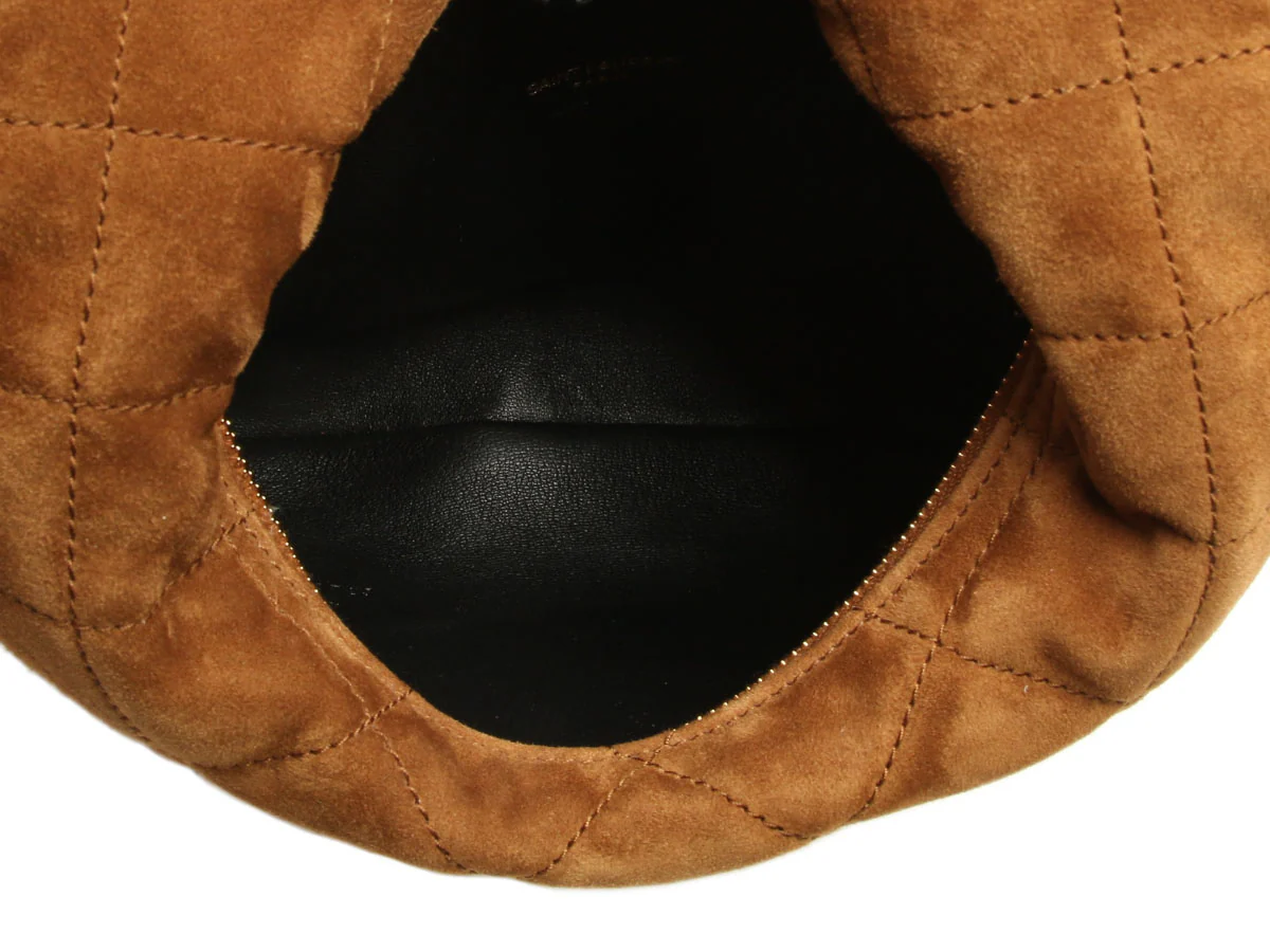 Saint Laurent Cognac Quilted Suede Icarino - Image 8