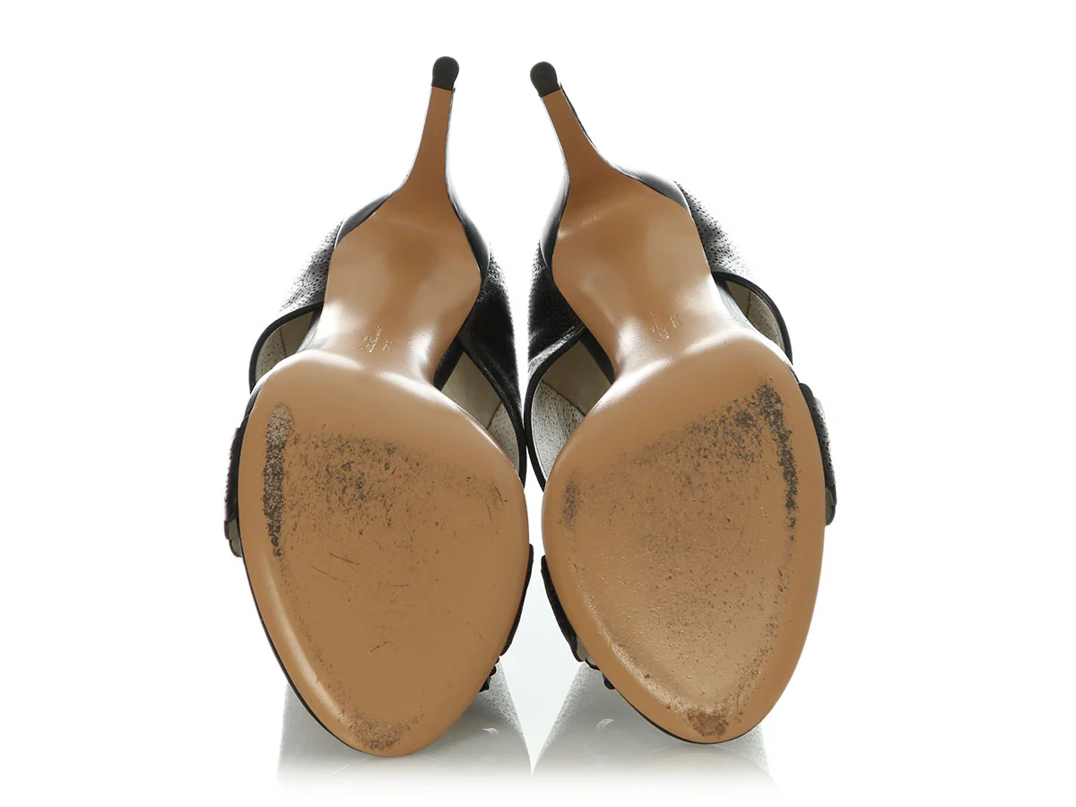 Ferragamo Black Perforated Sandals - Image 6
