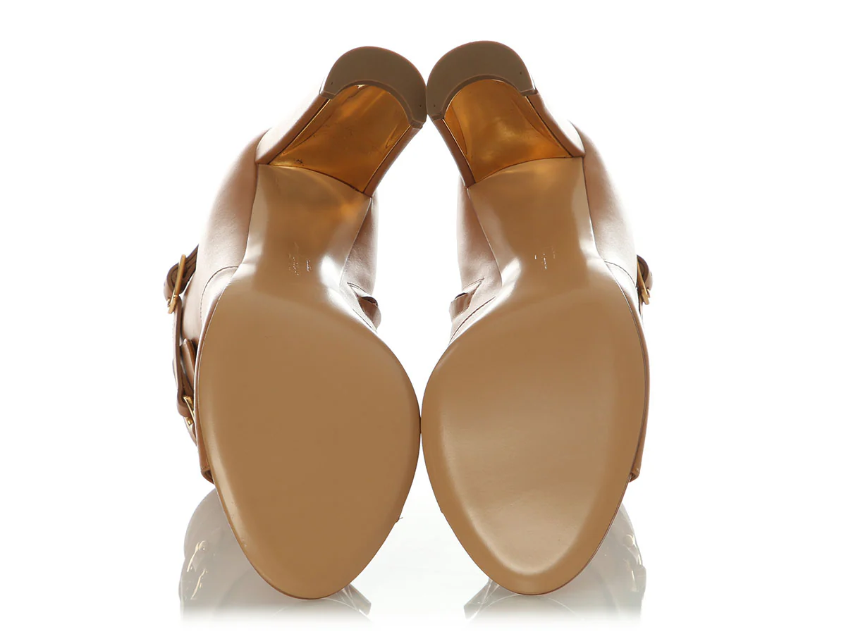 Ferragamo Tan Open-Toe Booties - Image 6