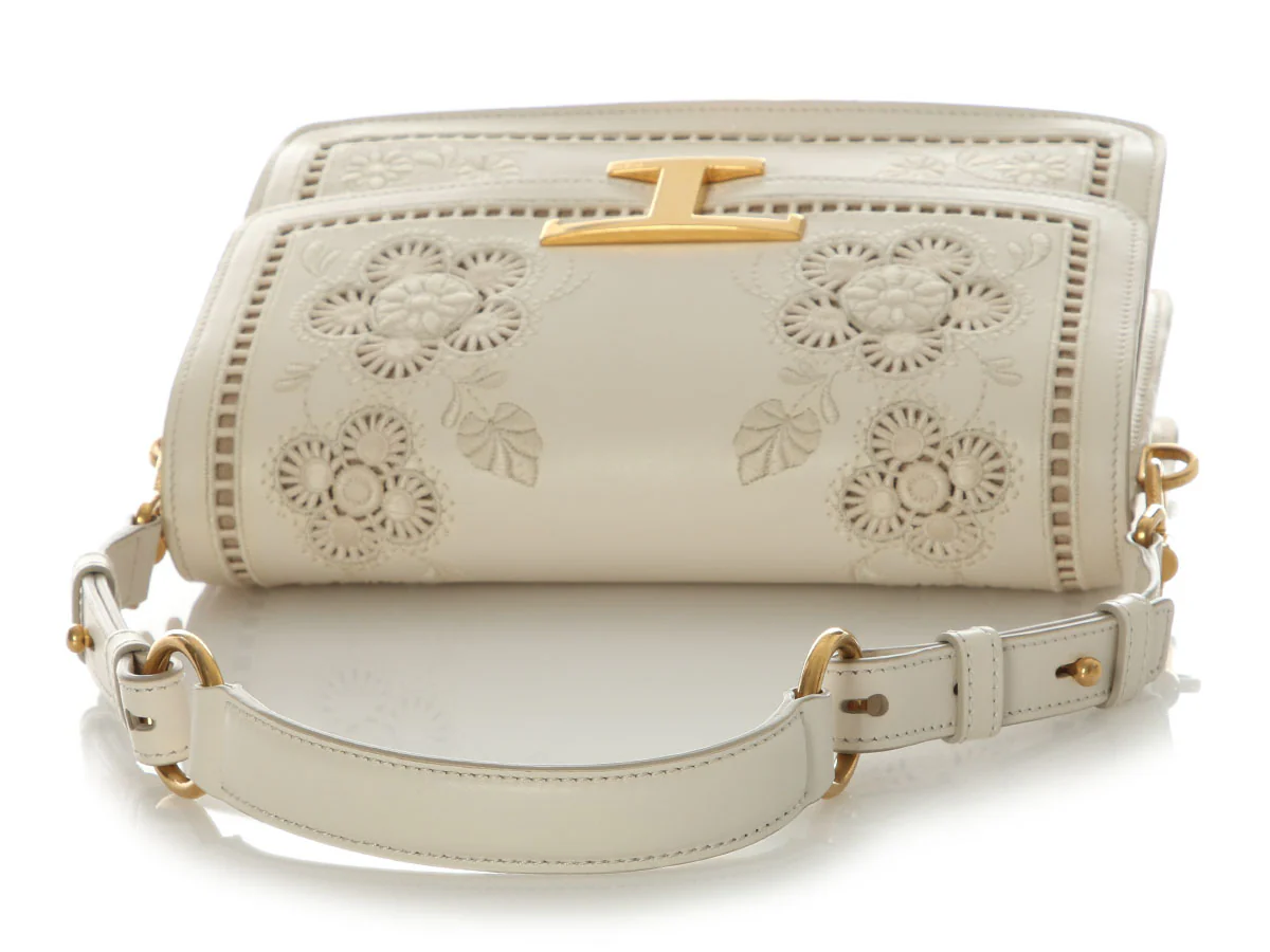 Tod's White Embroidered T Timeless Flap - Image 7