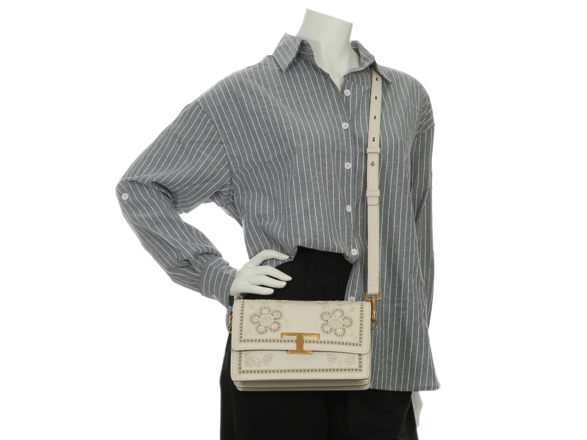 Tod's White Embroidered T Timeless Flap - Image 9