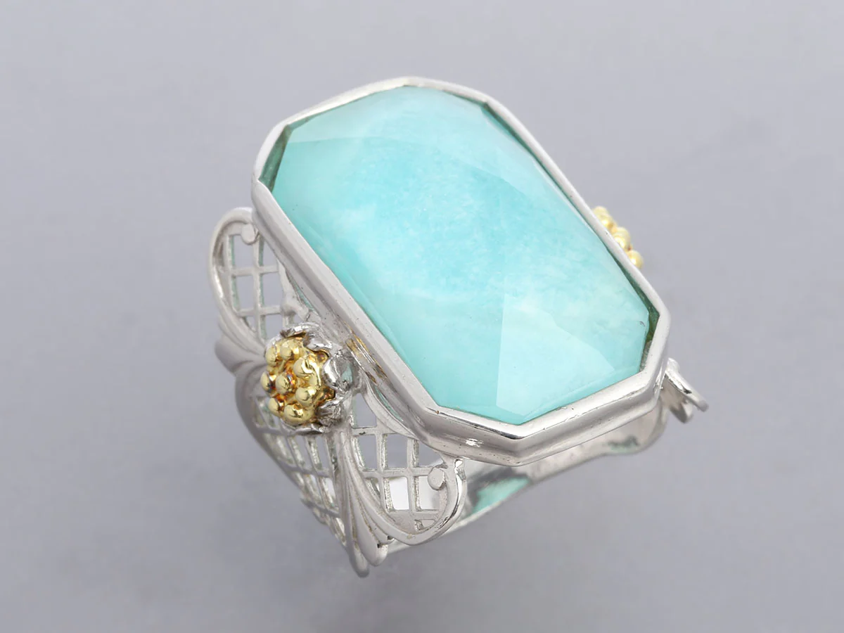 Tagliamonte Sterling Silver Amazonite Doublet Ring - Image 2