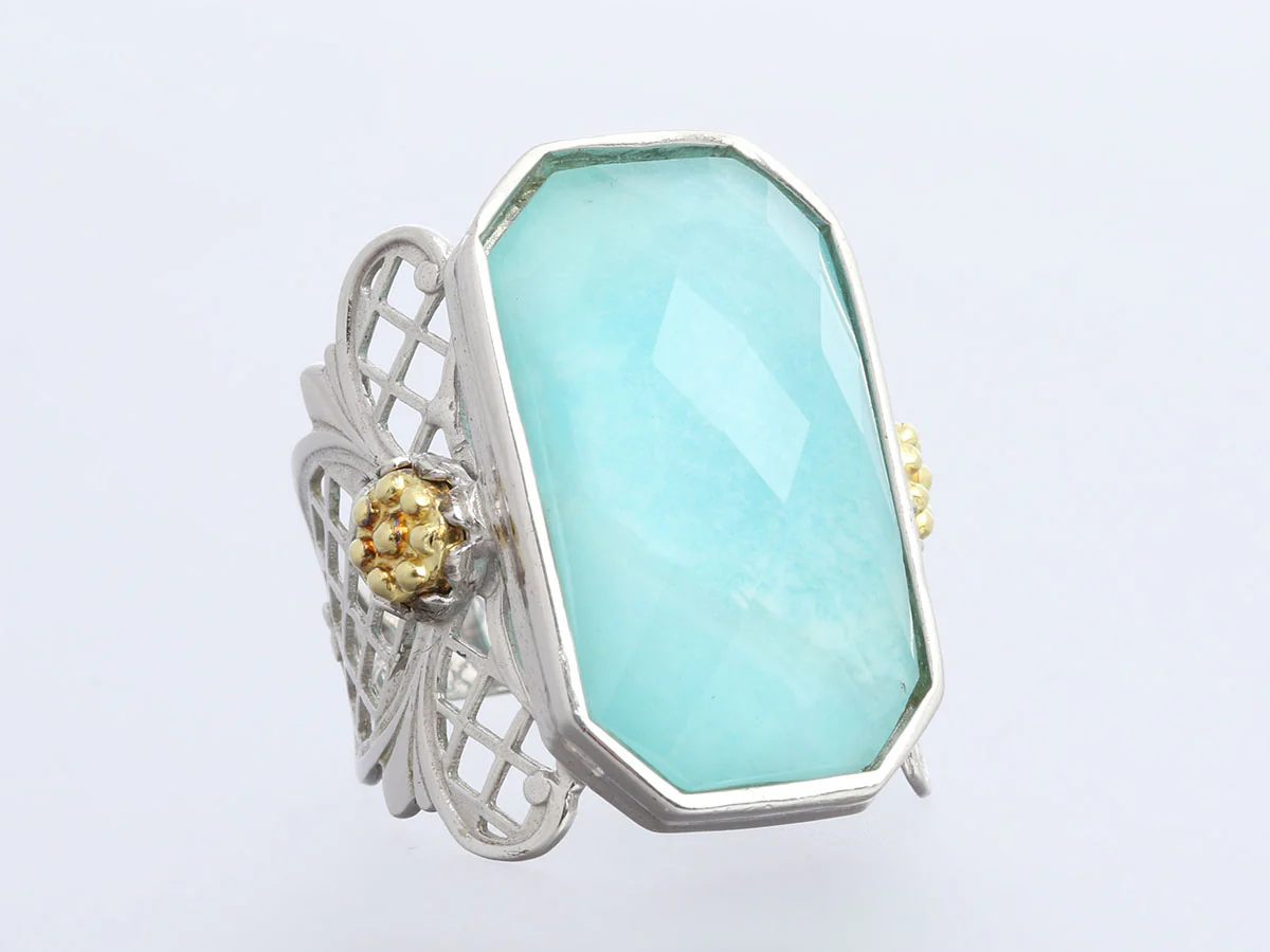 Tagliamonte Sterling Silver Amazonite Doublet Ring - Image 3