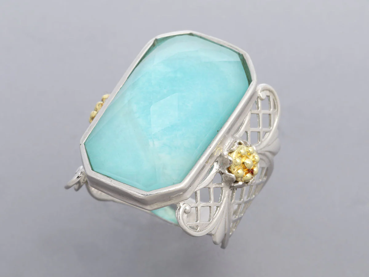 Tagliamonte Sterling Silver Amazonite Doublet Ring - Image 4