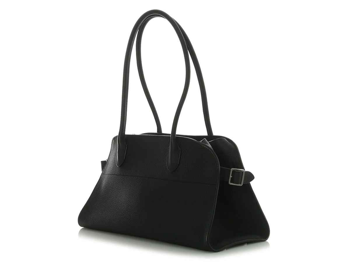 The Row Black Grained Leather Shoulder Margaux 12 - Image 3
