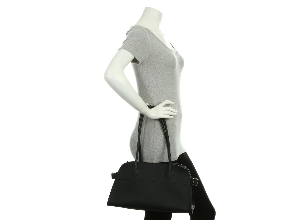 The Row Black Grained Leather Shoulder Margaux 12 - Image 9