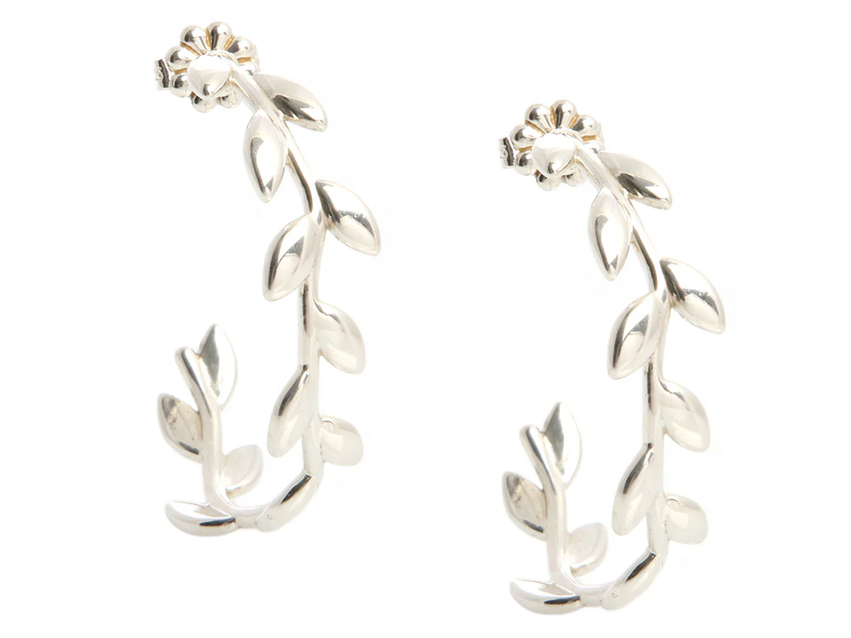 Tiffany & Co. Sterling Silver Paloma Picasso Olive Leaf Hoops
