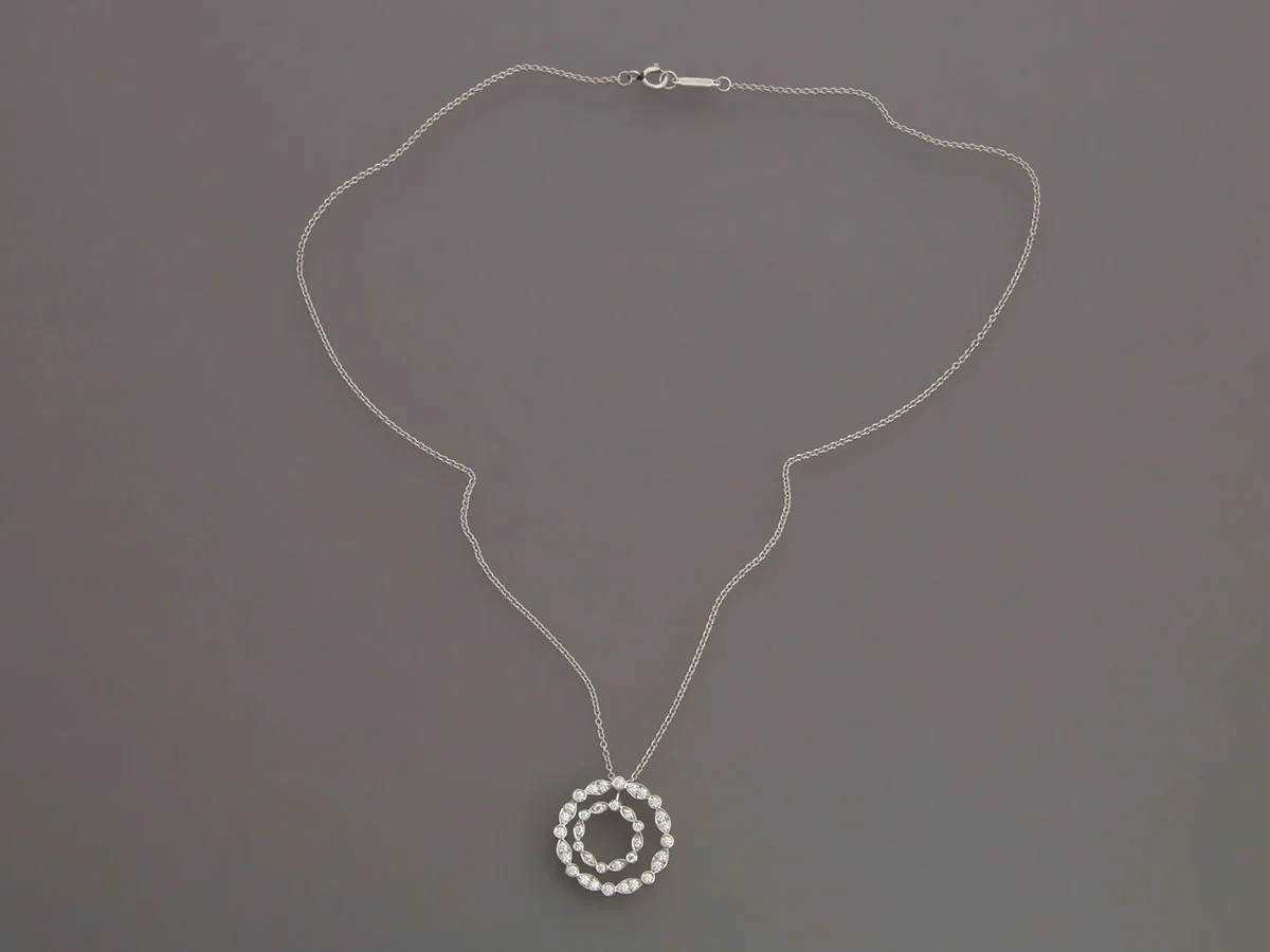 Tiffany & Co. Platinum Diamond Jazz Swing Circle Pendant Necklace - Image 2