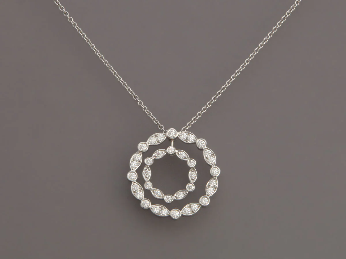 Tiffany & Co. Platinum Diamond Jazz Swing Circle Pendant Necklace - Image 3