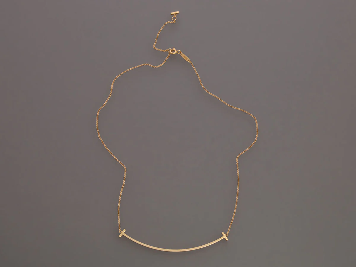 Tiffany & Co. Large 18K Yellow Gold T Smile Necklace - Image 2