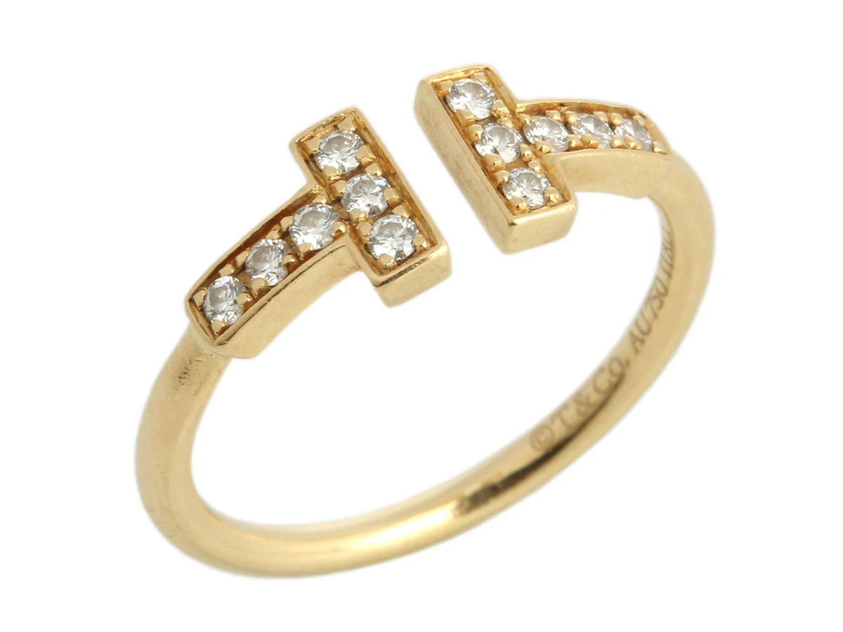 Tiffany & Co. 18K Yellow Gold Diamond Tiffany T Wire Ring