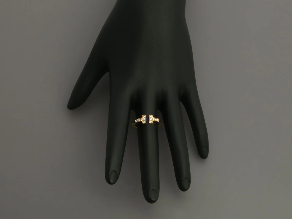 Tiffany & Co. 18K Yellow Gold Diamond Tiffany T Wire Ring - Image 6
