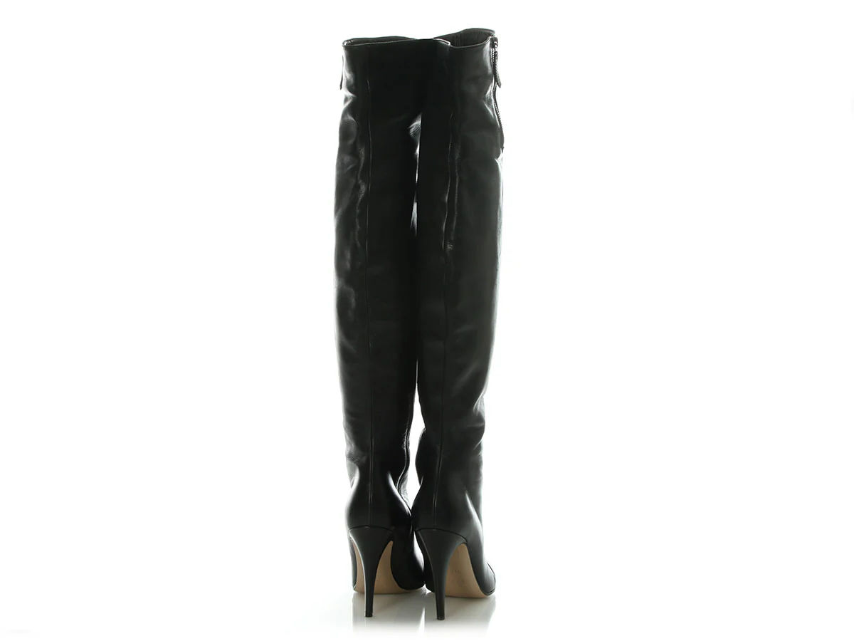 Valentino Black Leather Knee-High Boots - Image 4