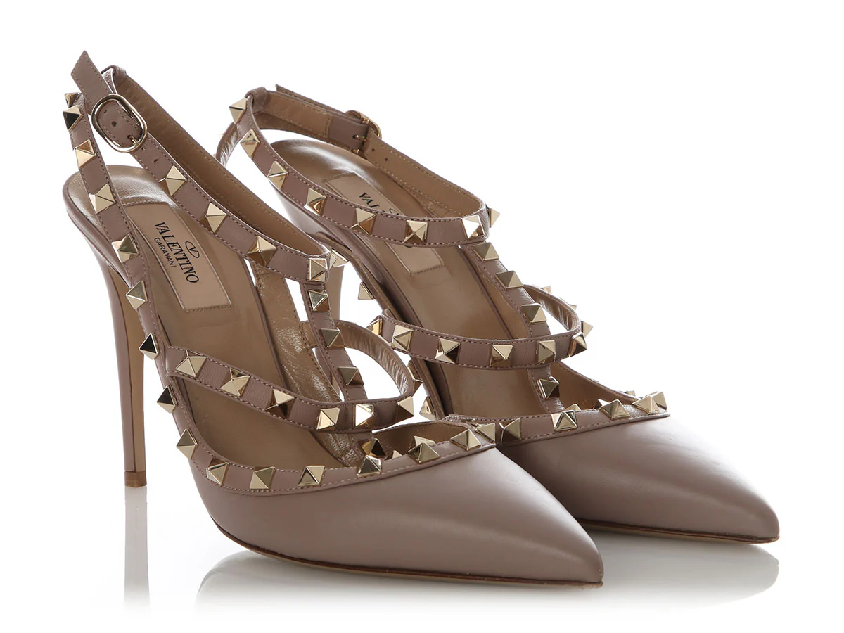 Valentino Poudre Rockstud Ankle Strap Pumps - Image 5