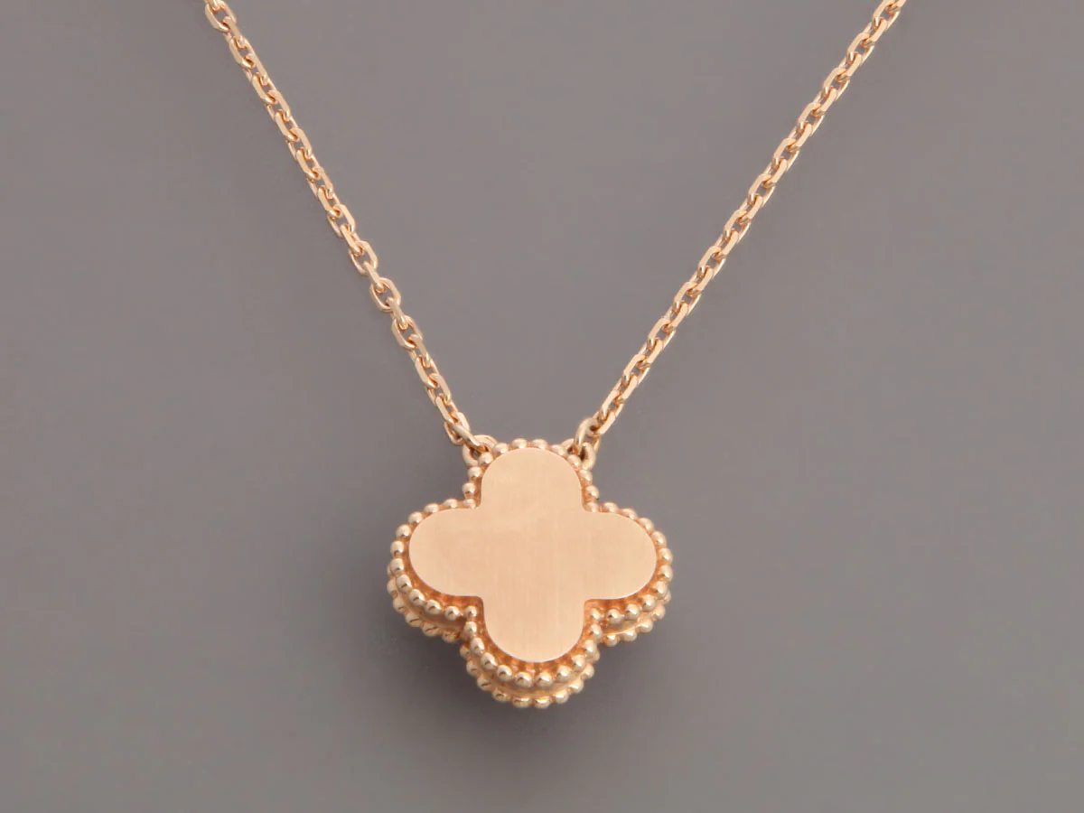 Van Cleef & Arpels 18K Rose Gold Rhodonite and Diamond 2021 Holiday Pendant Necklace - Image 4